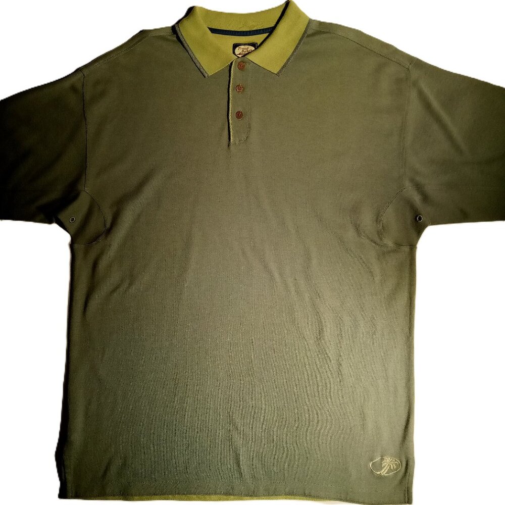 TOMMY BAHAMA Polo Shirt  Men's Large  Sage/Olive Green Lighter collar  Pullover